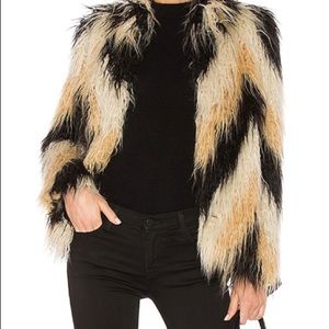 REVOLVE Dee Faux Fur Coat in Chevron